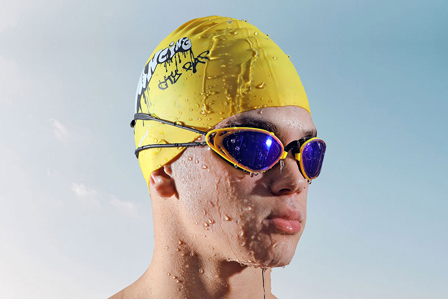 a man wearing a swimming goggles