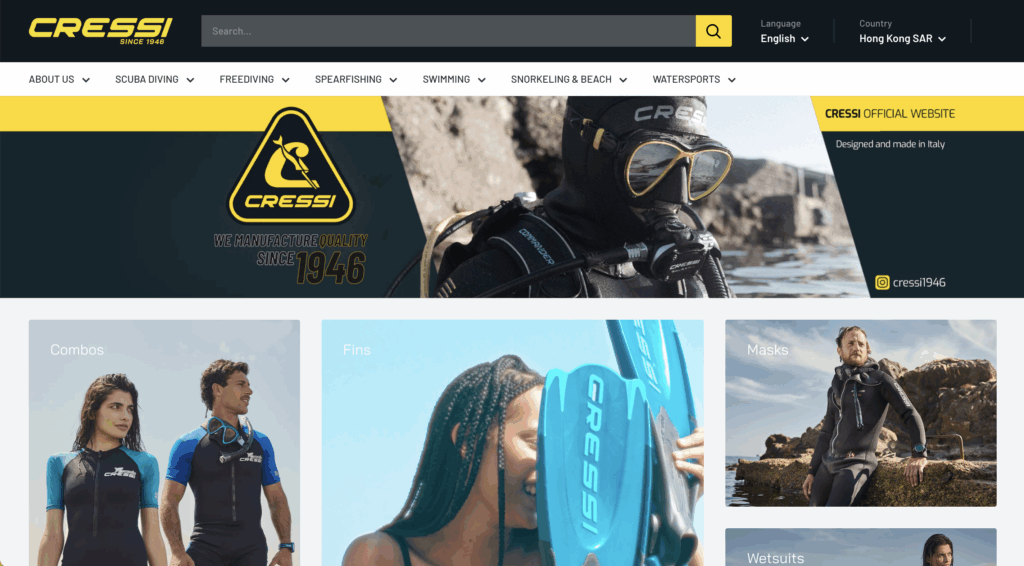 Cressi homepage